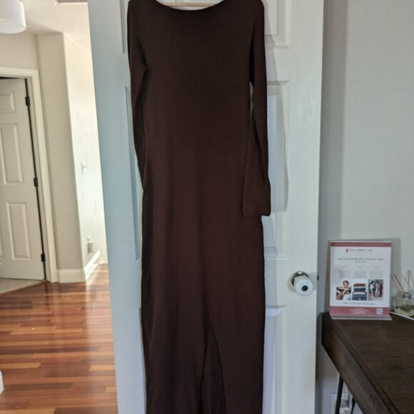Free People (FP Beach) Trixie Sweater Ribbed Brown Maxi Knit Dress Size M - Picture 7 of 7
